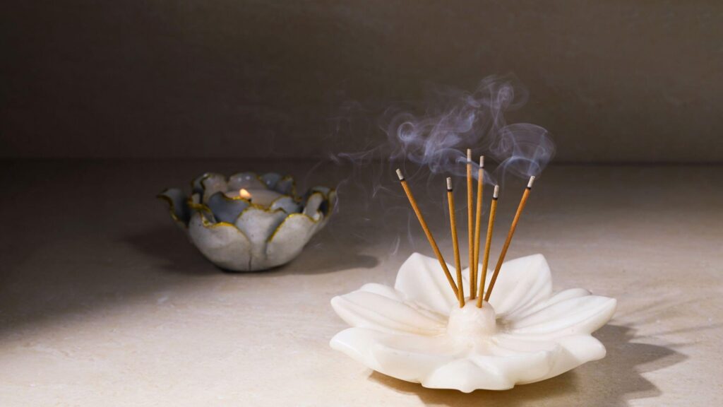 Sandalwood dhoop burning